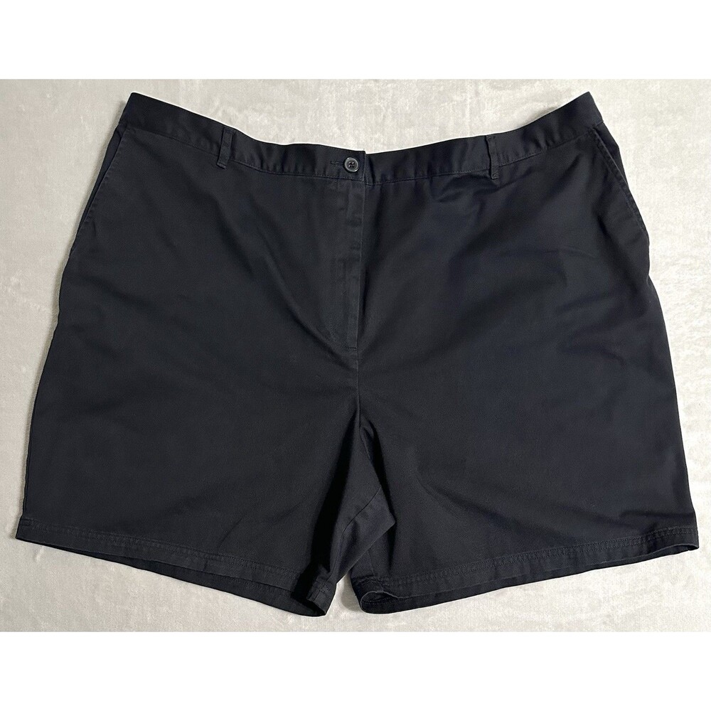 Lands End Sport Knit Womens 24W 3X Plus Black Cotton Pull On Shorts